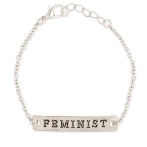 New ZAD Silver Feminist Engraved Bar Fashion Bracelet Silver